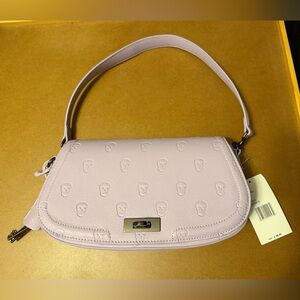 Bnwt Betsy Johnson Lilac Embossed Leather Shoulder Bag w/ skulls & skeleton keys